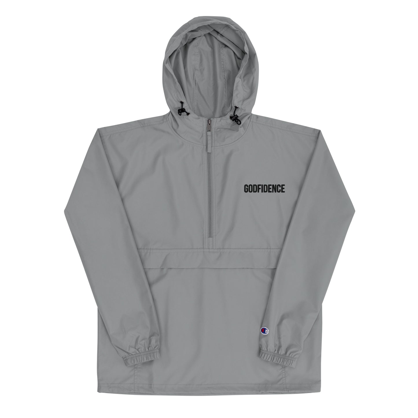 Godfidence Grey Embroidered Champion Packable Jacket