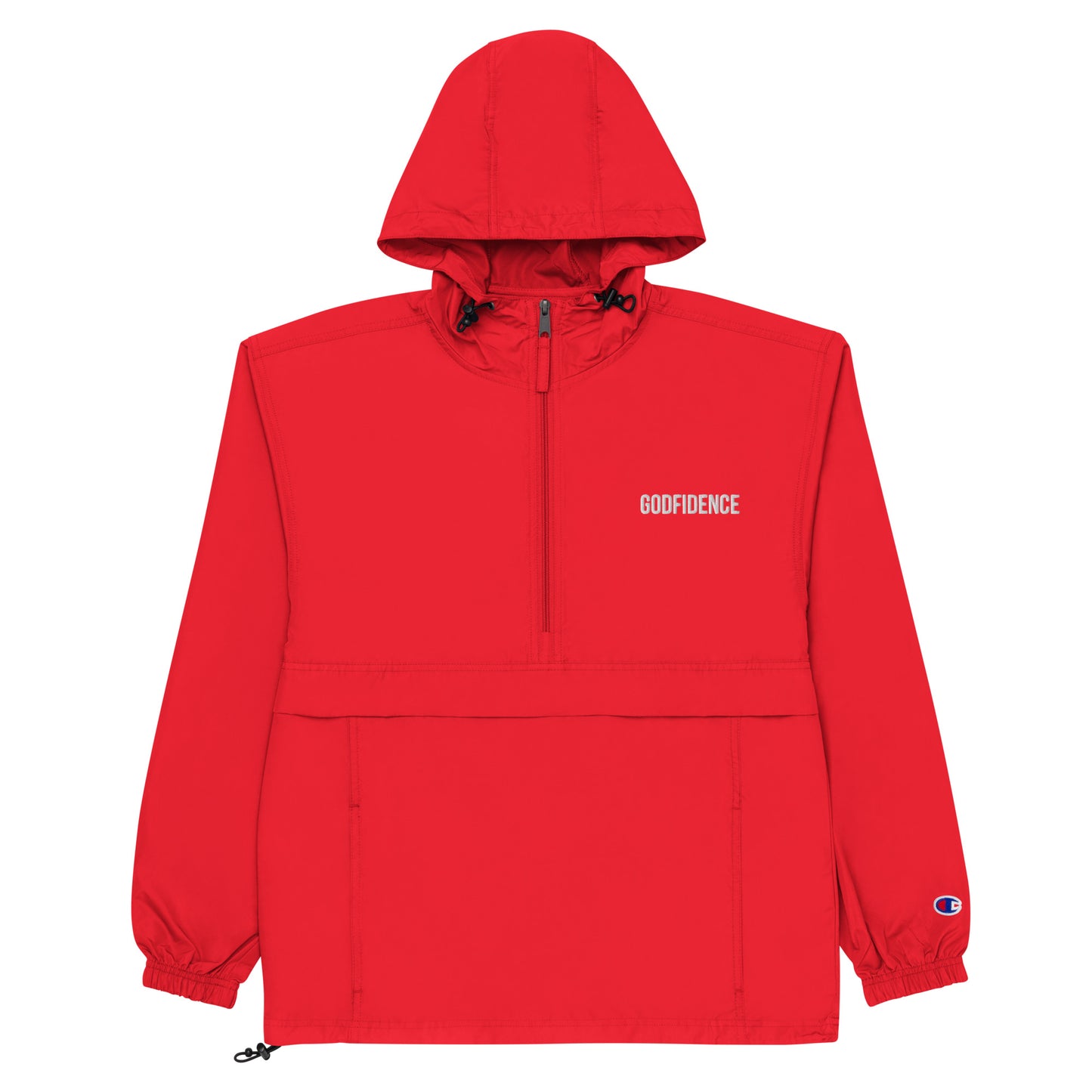 Godfidence red Embroidered Champion Packable Jacket