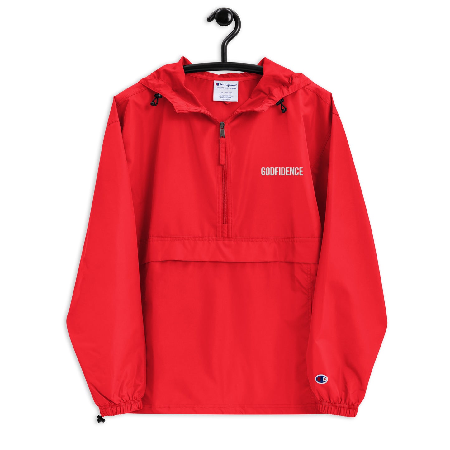 Godfidence red Embroidered Champion Packable Jacket