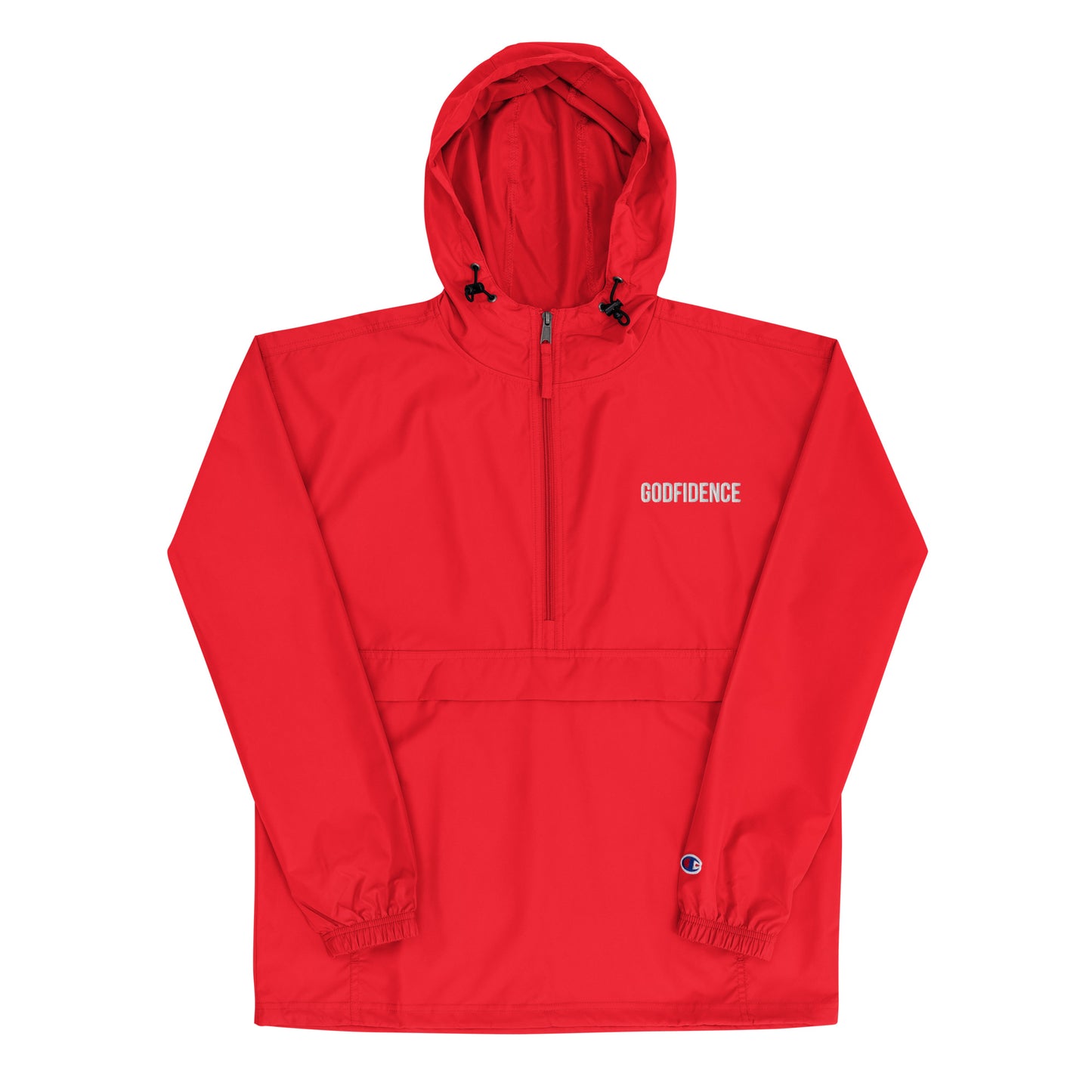 Godfidence red Embroidered Champion Packable Jacket