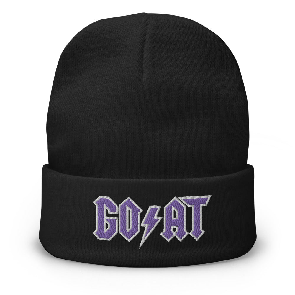 GOAT Black/Purple Embroidered Beanie