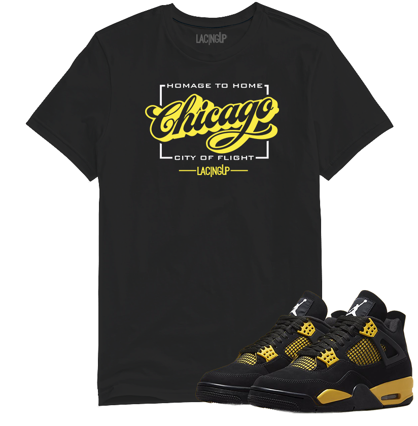 Jordan 4 Thunder City of flight black tee-Lacing Up
