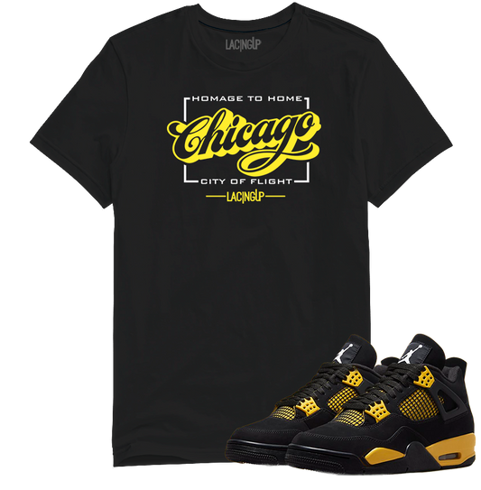 Jordan 4 Thunder City of flight black tee-Lacing Up