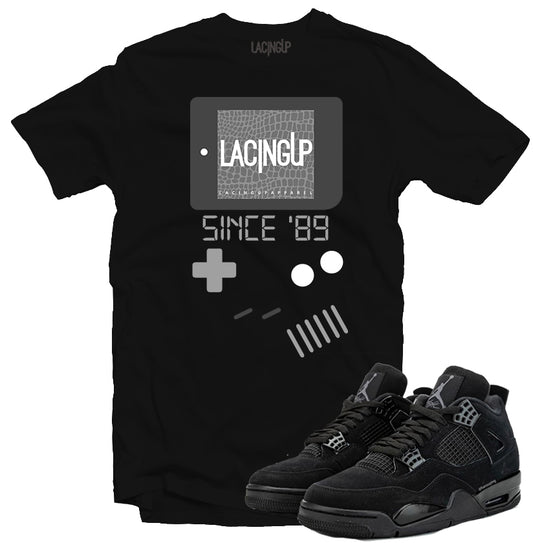 Jordan 4 black cat gameboy black tee