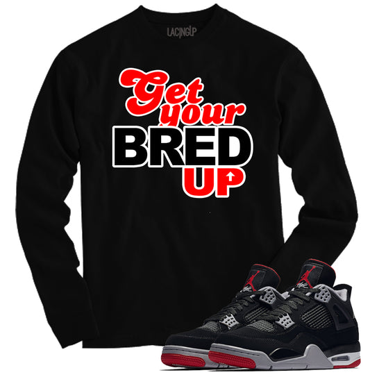 Jordan 4 Reimagined bred up black long sleeve tee-Lacing Up