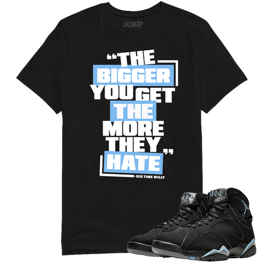 Jordan 7 Chambray bigger black tee-Lacing Up