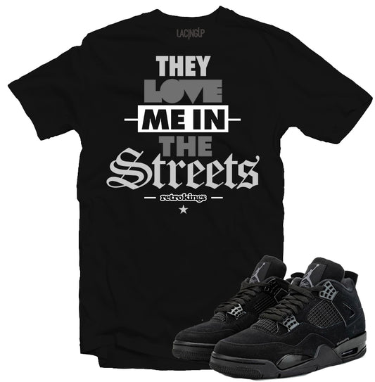 Jordan 4 Black cat streets black tee
