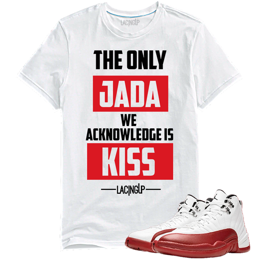 Jordan 12 Cherry J.A.D.A white tee-Lacing Up