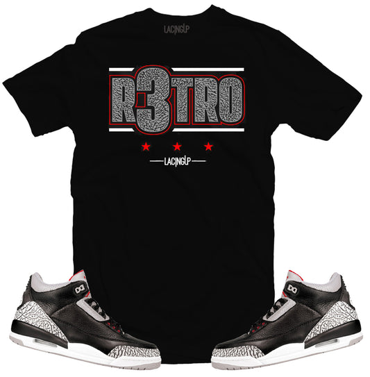 Jordan 3 Black Cement r3tro black tee