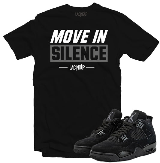 Jordan 4 black cat move in silence black tee