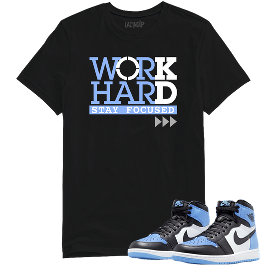 Jordan 1 unc toe work hard black tee-Lacing Up
