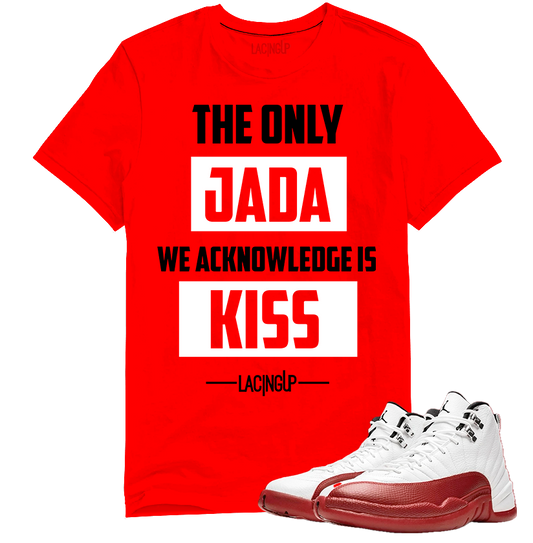 Jordan 12 Cherry J.A.D.A red tee-Lacing Up