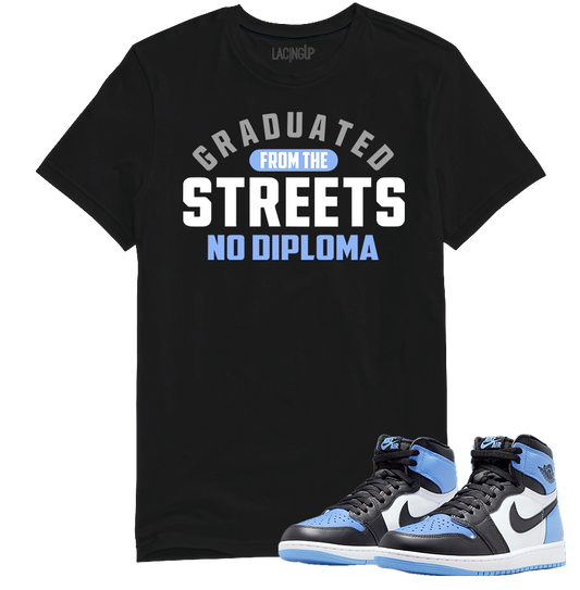Jordan 1 unc no diploma black tee-Lacing Up