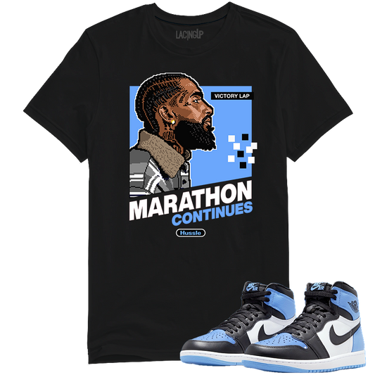 Jordan 1 unc toe marathon continues black tee-Lacing Up