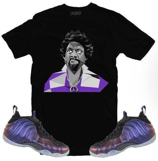 Foamposite "eggplant" romy rome black tee-Lacing Up