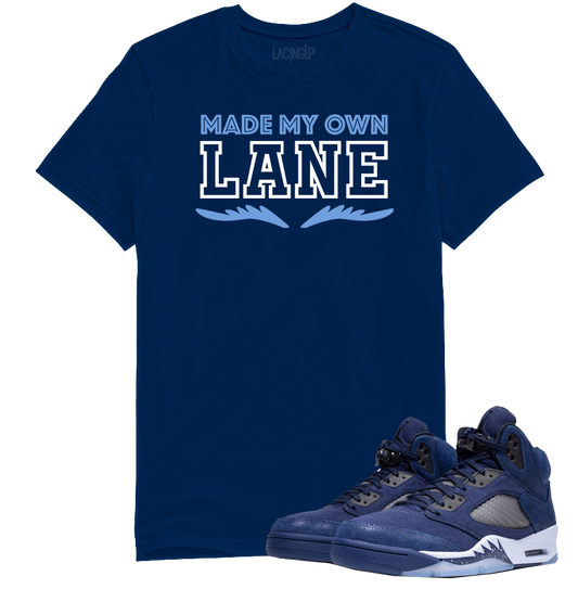 Jordan 5 Midnight Navy lane navy blue tee-Lacing Up