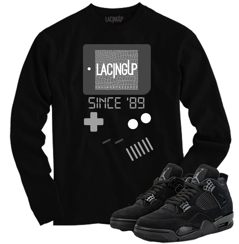Jordan 4 Black cat gameboy black long sleeve tee