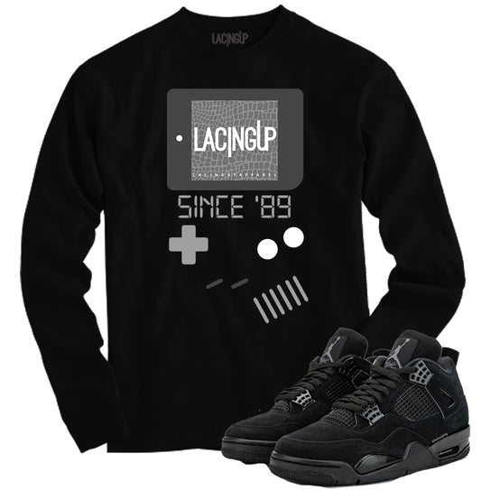 Jordan 4 Black cat gameboy black long sleeve tee