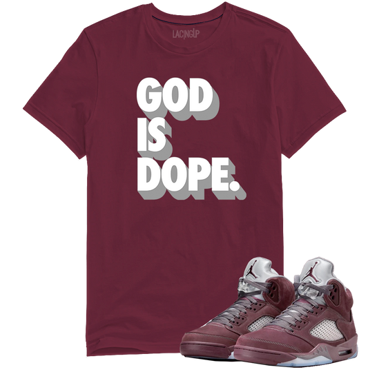 Jordan 5 Burgundy dope burgundy tee-Lacing Up
