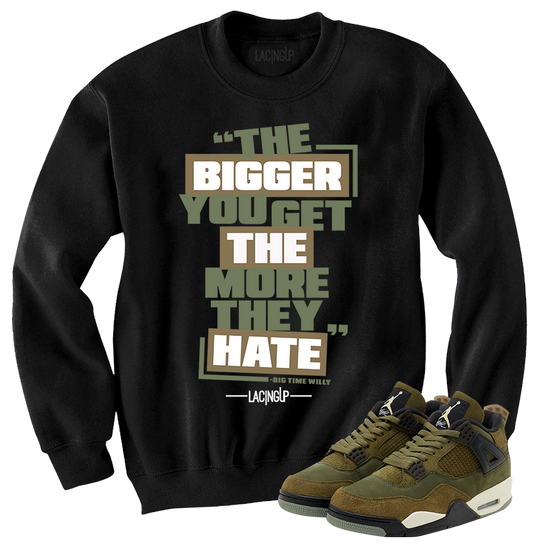 Jordan 4 Olive craft hate black crewneck sweater-Lacing Up