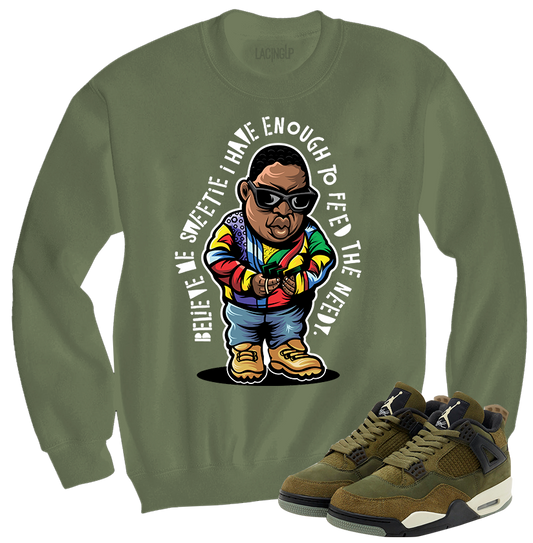 Jordan 4 Olive Craft Needy olive crewneck sweater-Lacing Up