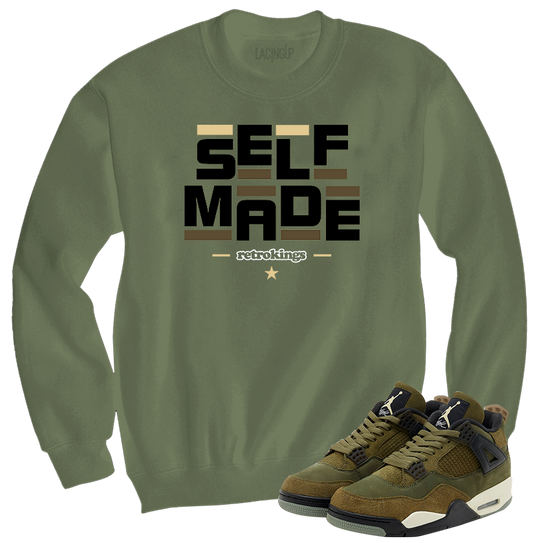 Jordan 4 Olive craft self made olive crewneck sweater-Lacing Up