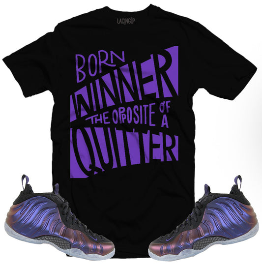 Foamposite "Eggplant" Born winner black tee-Lacing Up