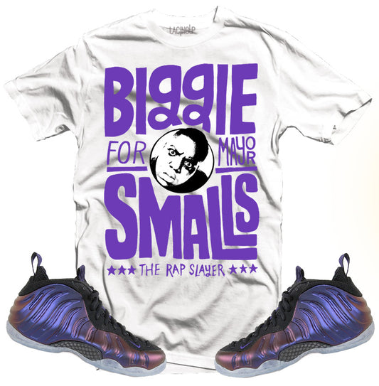 Foamposite "Eggplant" The mayor white tee-Lacing Up