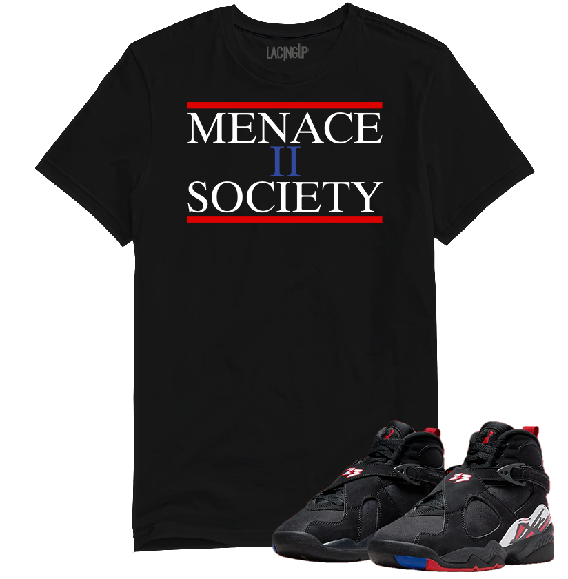 Jordan 8 playoffs menace black tee-Lacing Up