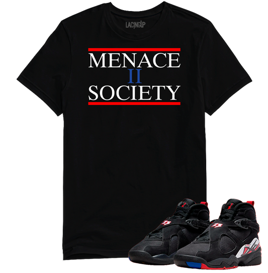 Jordan 8 playoffs menace black tee-Lacing Up