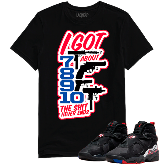 Jordan 8 playoffs never ends black tee-Lacing Up