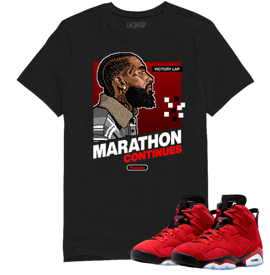 Jordan 6 Toro marathon black tee-Lacing Up