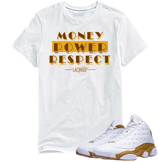 Jordan 13 wheat mpr white tee-Lacing Up