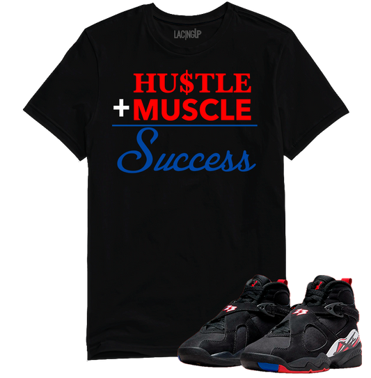 Jordan 8 playoffs success black tee-Lacing Up