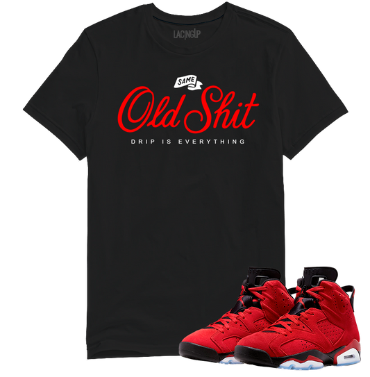 Jordan 6 toro bravo old shit black tee-Lacing Up