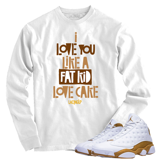 Jordan 13 wheat fat kid white long sleeve tee-Lacing Up