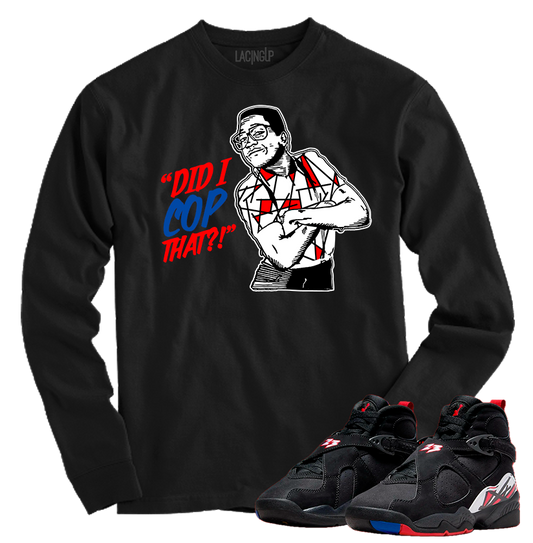 Jordan 8 playoffs did i cop that black long sleeve tee-Lacing Up
