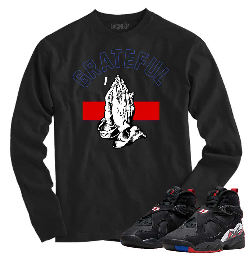Jordan 8 playoffs grateful black long sleeve tee-Lacing Up