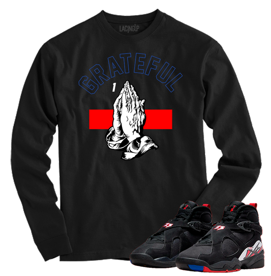 Jordan 8 playoffs grateful black long sleeve tee-Lacing Up