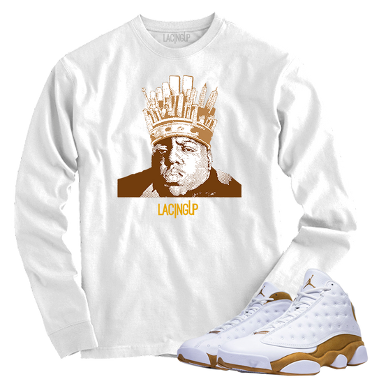 Jordan 13 wheat Big white long sleeve tee-Lacing Up