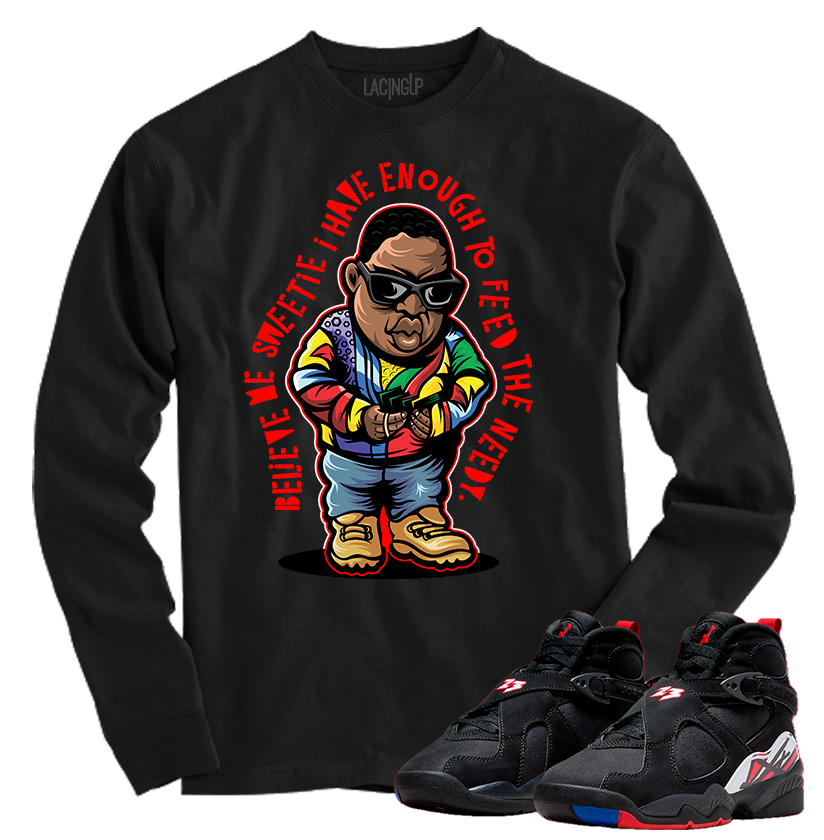 Jordan 8 playoffs needy black long sleeve tee-Lacing Up
