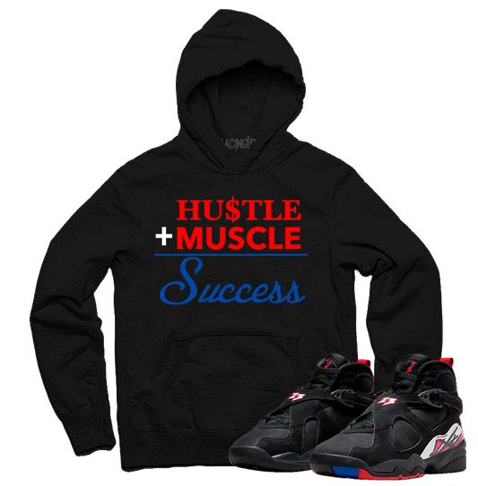 Jordan 8 playoffs success black hoodie-Lacing Up