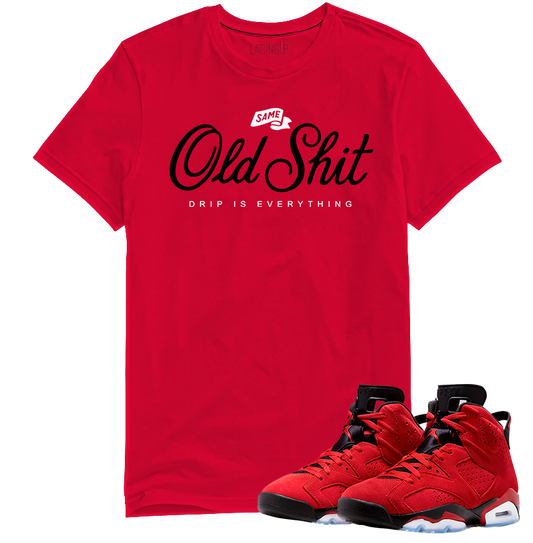 Jordan 6 toro bravo old shit red tee-Lacing Up