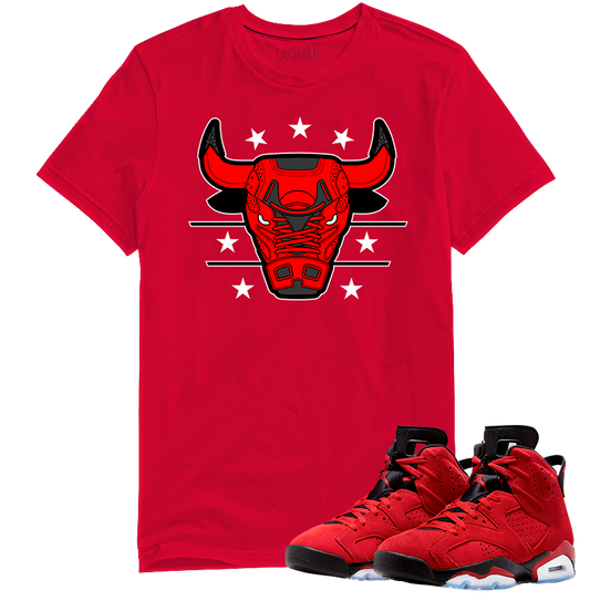 Jordan 6 toro bravo bull red tee-Lacing Up