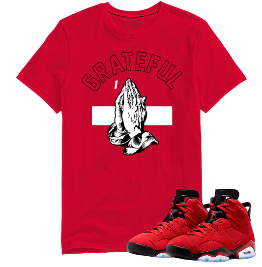 Jordan 6 toro bravo grateful red tee-Lacing Up