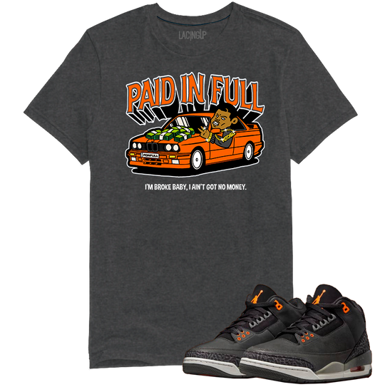Jordan 3 Fear paid in full dark heather tee-Lacing Up