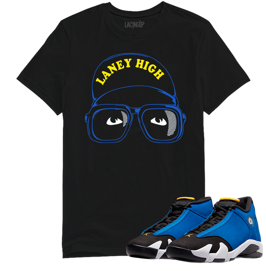 Jordan 14 laney laney high black tee-Lacing Up