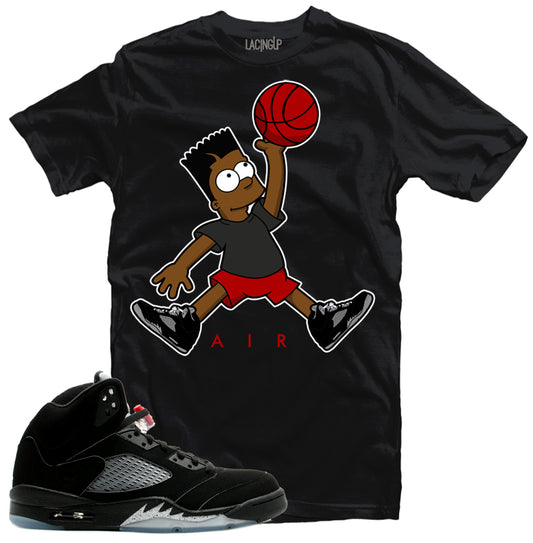 Jordan 5 Metallic Reimagined b-art black tee