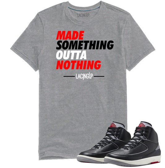 Jordan 2 Black Cement nothing heather grey tee-Lacing Up