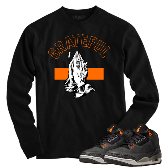 Jordan 3 Fear Grateful black long sleeve tee-Lacing Up